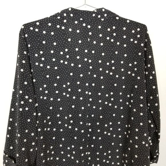 Catherine's Women Plus Polca Dot Button Up Shirt Sz 3X Black White 3/4 Sleeve - Picture 5 of 8